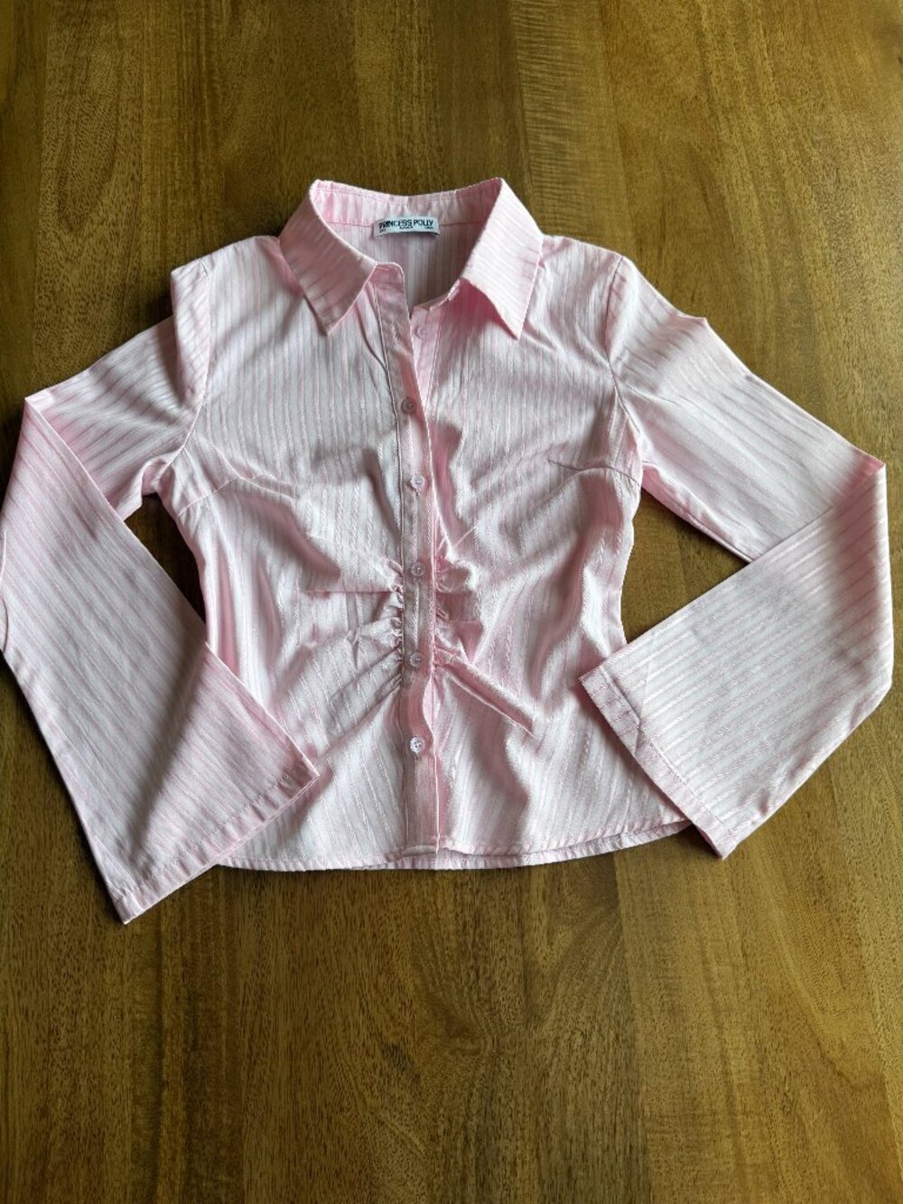 Princess Polly Ambrose Shirt Pink Stripe Size 2